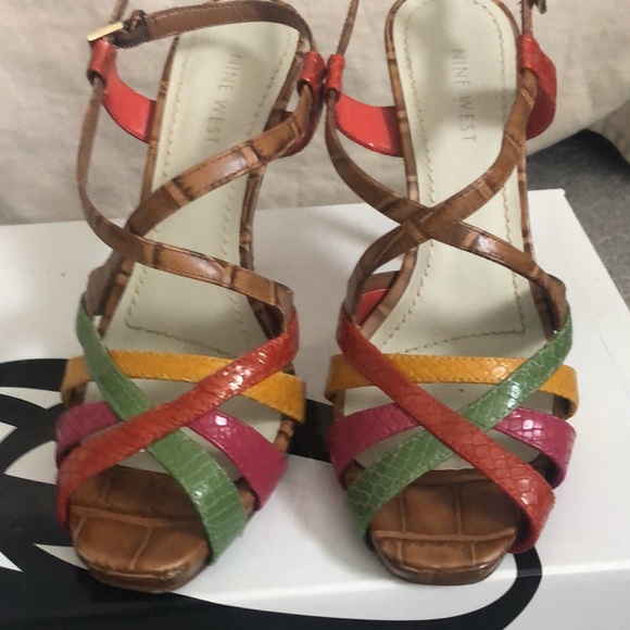 Nine West multi colored strappy heels - Picture 3 of 6